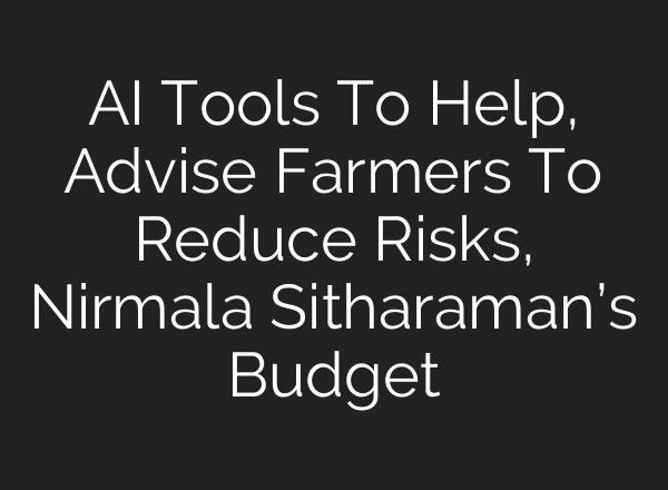 AI Tools To Help, Advise Farmers To Reduce Risks, Nirmala Sitharaman’s Budget