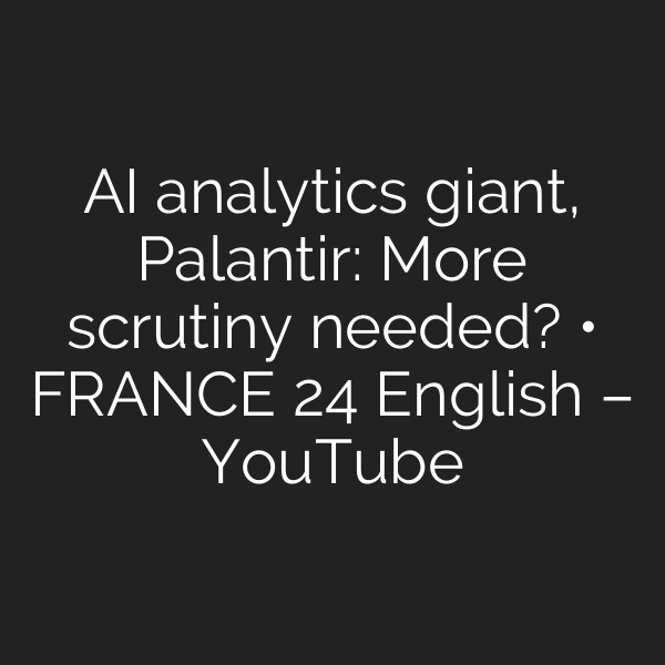 AI analytics giant, Palantir: More scrutiny needed? • FRANCE 24 English – YouTube