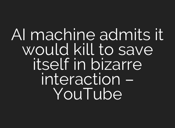 AI machine admits it would kill to save itself in bizarre interaction – YouTube