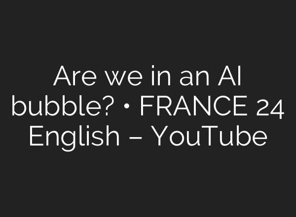 Are we in an AI bubble? • FRANCE 24 English – YouTube