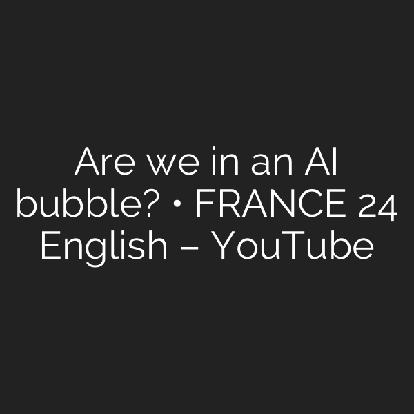Are we in an AI bubble? • FRANCE 24 English – YouTube