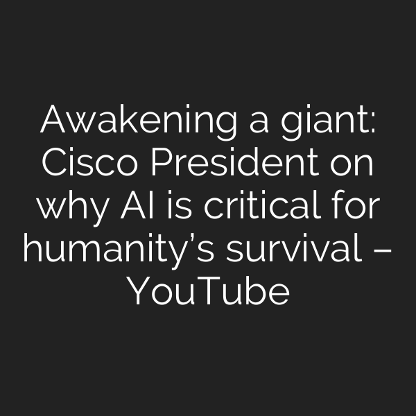 Awakening a giant: Cisco President on why AI is critical for humanity’s survival – YouTube