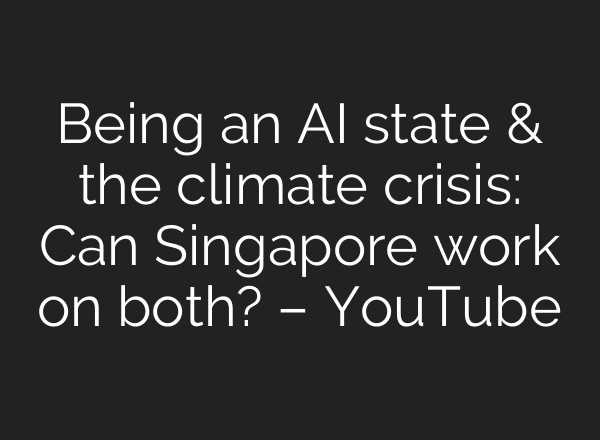 Being an AI state & the climate crisis: Can Singapore work on both? – YouTube