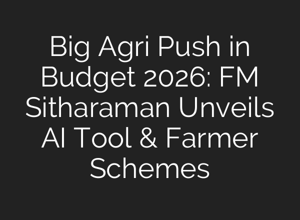 Big Agri Push in Budget 2026: FM Sitharaman Unveils AI Tool & Farmer Schemes