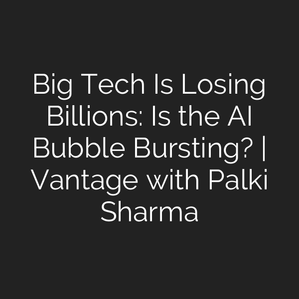 Big Tech Is Losing Billions: Is the AI Bubble Bursting? | Vantage with Palki Sharma
