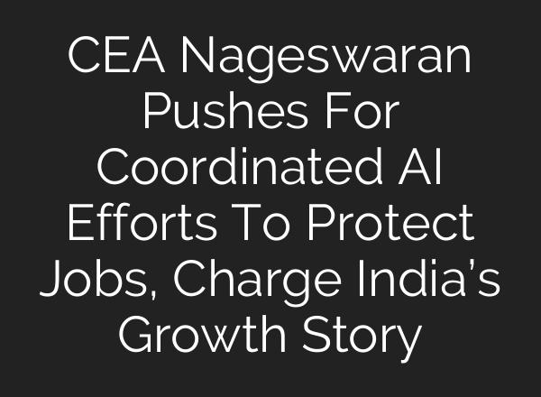 CEA Nageswaran Pushes For Coordinated AI Efforts To Protect Jobs, Charge India’s Growth Story