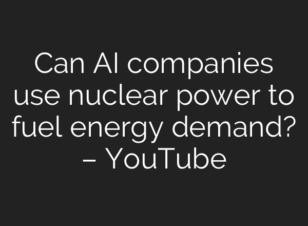 Can AI companies use nuclear power to fuel energy demand? – YouTube