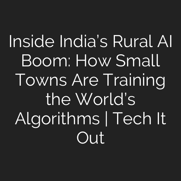 Inside India’s Rural AI Boom: How Small Towns Are Training the World’s Algorithms | Tech It Out