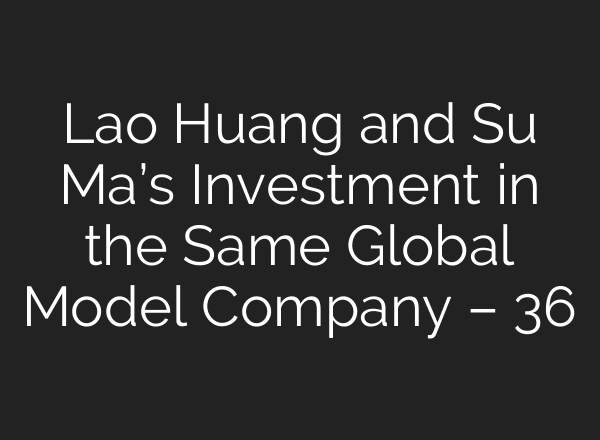 Lao Huang and Su Ma’s Investment in the Same Global Model Company – 36氪