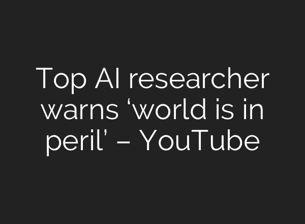 Top AI researcher warns ‘world is in peril’ – YouTube