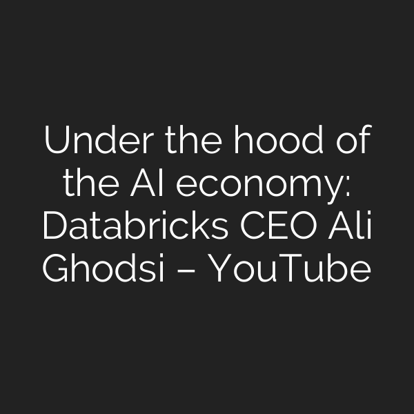 Under the hood of the AI economy: Databricks CEO Ali Ghodsi – YouTube