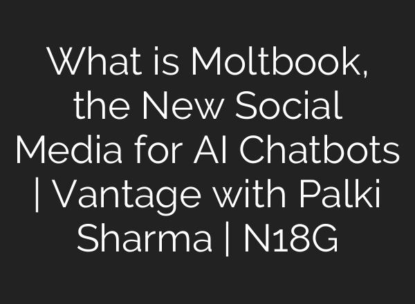 What is Moltbook, the New Social Media for AI Chatbots | Vantage with Palki Sharma | N18G