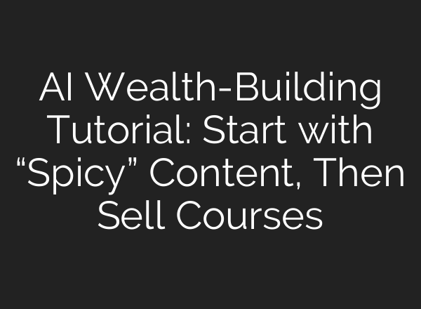 AI Wealth-Building Tutorial: Start with “Spicy” Content, Then Sell Courses