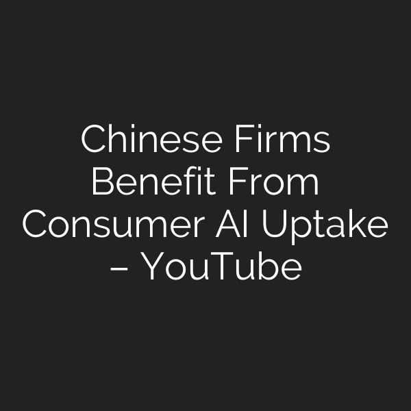Chinese Firms Benefit From Consumer AI Uptake – YouTube