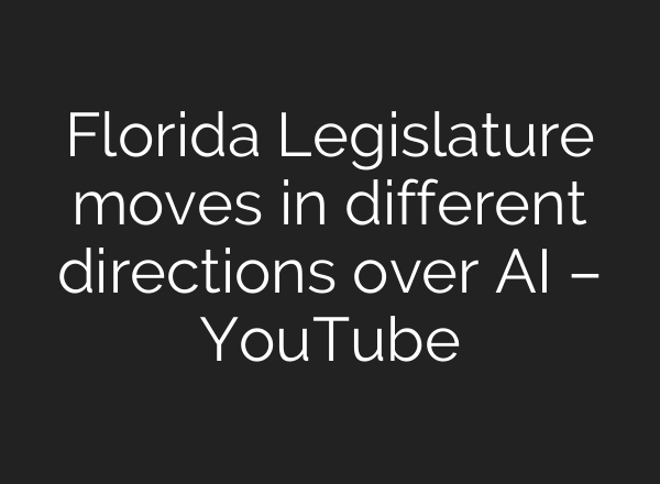 Florida Legislature moves in different directions over AI – YouTube