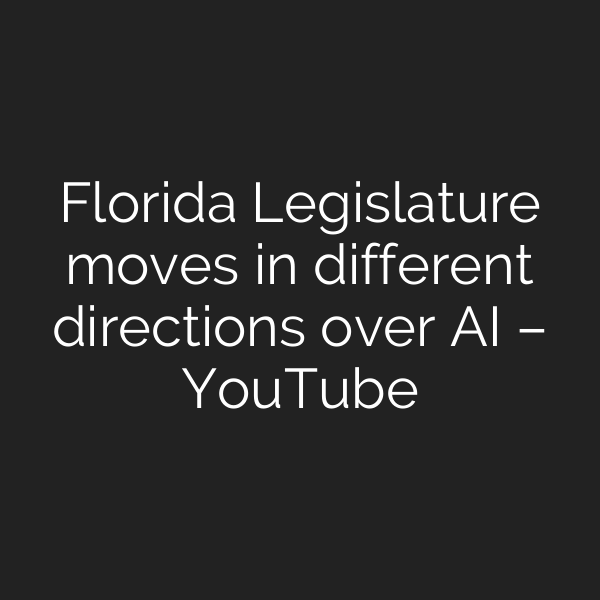 Florida Legislature moves in different directions over AI – YouTube