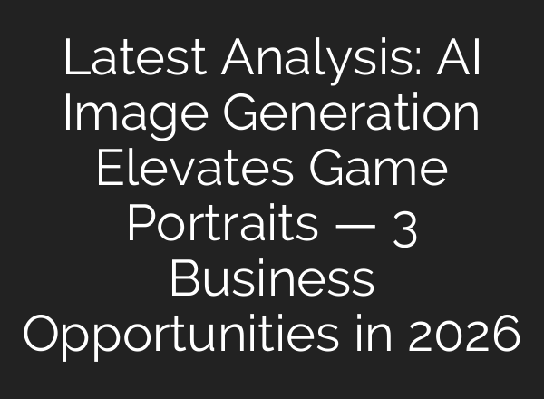 Latest Analysis: AI Image Generation Elevates Game Portraits — 3 Business Opportunities in 2026