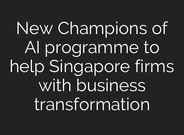New Champions of AI programme to help Singapore firms with business transformation