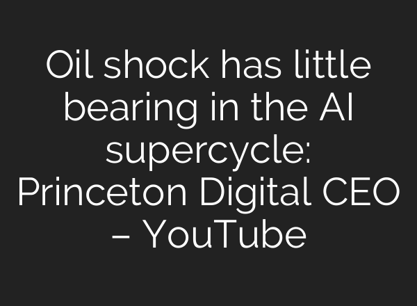 Oil shock has little bearing in the AI supercycle: Princeton Digital CEO – YouTube