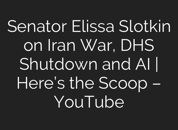 Senator Elissa Slotkin on Iran War, DHS Shutdown and AI | Here’s the Scoop – YouTube