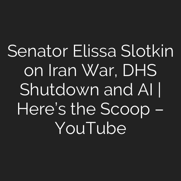 Senator Elissa Slotkin on Iran War, DHS Shutdown and AI | Here’s the Scoop – YouTube