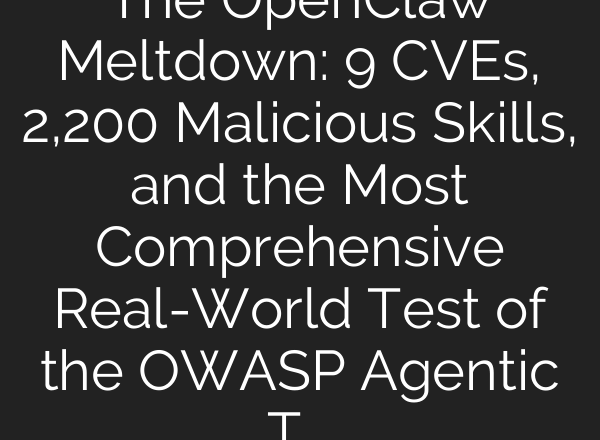 The OpenClaw Meltdown: 9 CVEs, 2,200 Malicious Skills, and the Most Comprehensive Real-World Test of the OWASP Agentic Top 10