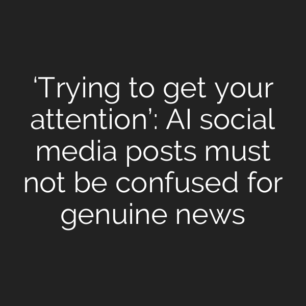 ‘Trying to get your attention’: AI social media posts must not be confused for genuine news