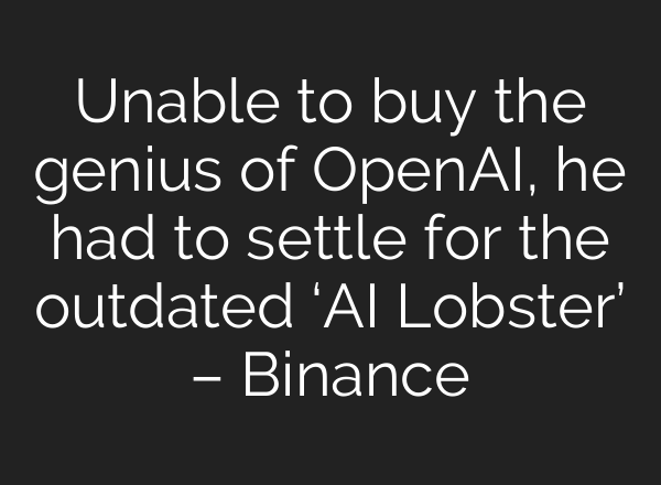 Unable to buy the genius of OpenAI, he had to settle for the outdated ‘AI Lobster’ – Binance