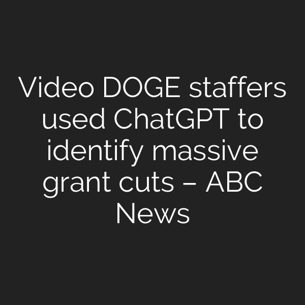 Video DOGE staffers used ChatGPT to identify massive grant cuts – ABC News