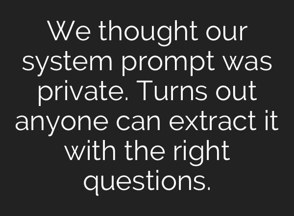 We thought our system prompt was private. Turns out anyone can extract it with the right questions.