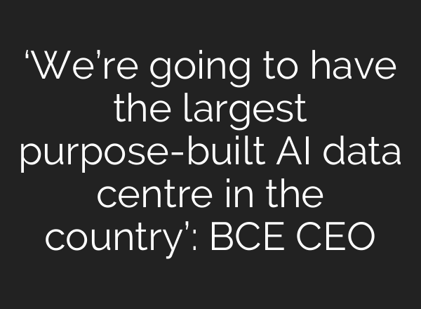 ‘We’re going to have the largest purpose-built AI data centre in the country’: BCE CEO