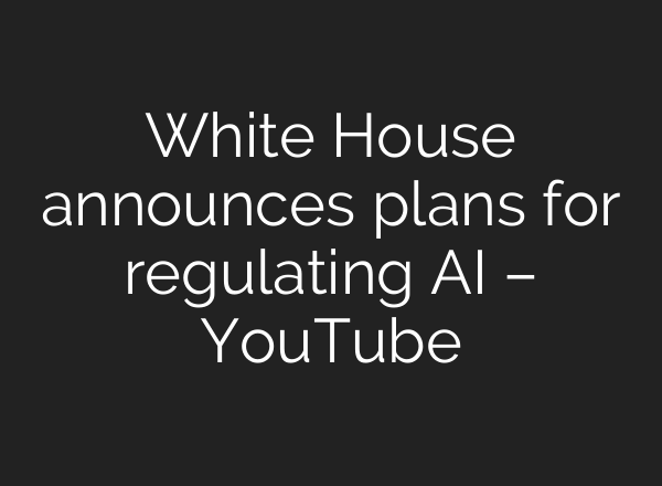 White House announces plans for regulating AI – YouTube