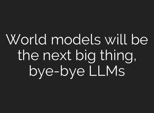 World models will be the next big thing, bye-bye LLMs