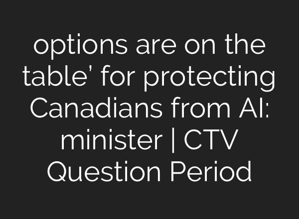 options are on the table’ for protecting Canadians from AI: minister | CTV Question Period