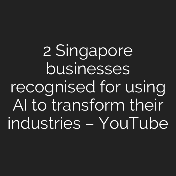 2 Singapore businesses recognised for using AI to transform their industries – YouTube