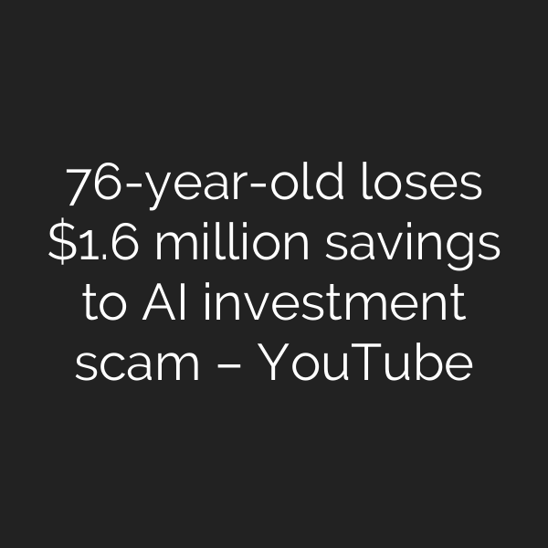 76-year-old loses .6 million savings to AI investment scam – YouTube