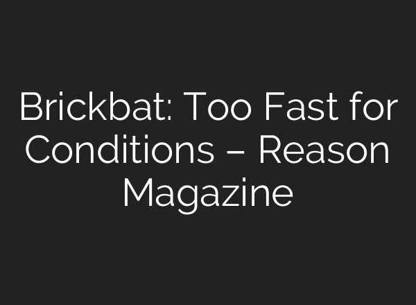 Brickbat: Too Fast for Conditions – Reason Magazine