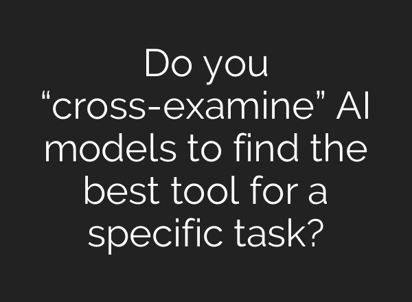 Do you “cross-examine” AI models to find the best tool for a specific task?