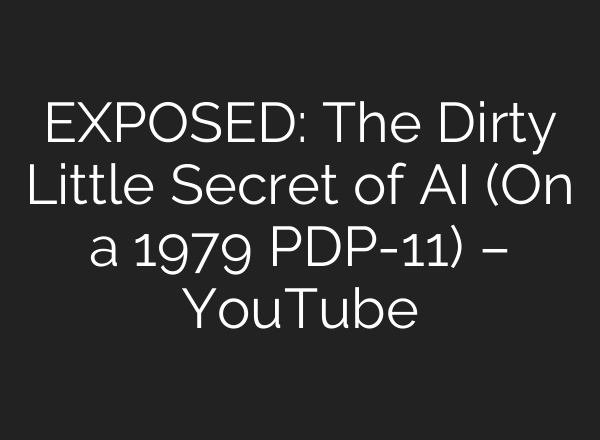 EXPOSED: The Dirty Little Secret of AI (On a 1979 PDP-11) – YouTube