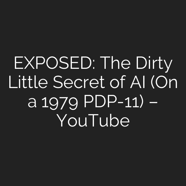 EXPOSED: The Dirty Little Secret of AI (On a 1979 PDP-11) – YouTube