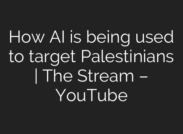 How AI is being used to target Palestinians | The Stream – YouTube