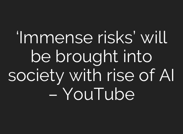 ‘Immense risks’ will be brought into society with rise of AI – YouTube