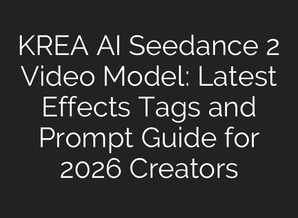 KREA AI Seedance 2 Video Model: Latest Effects Tags and Prompt Guide for 2026 Creators