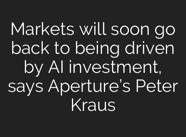 Markets will soon go back to being driven by AI investment, says Aperture’s Peter Kraus