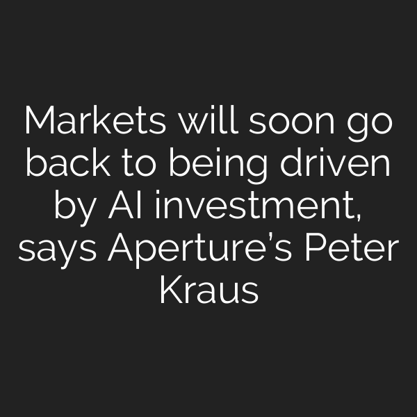 Markets will soon go back to being driven by AI investment, says Aperture’s Peter Kraus