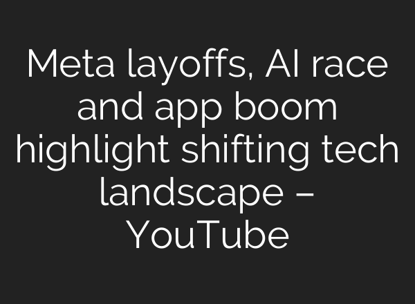 Meta layoffs, AI race and app boom highlight shifting tech landscape – YouTube