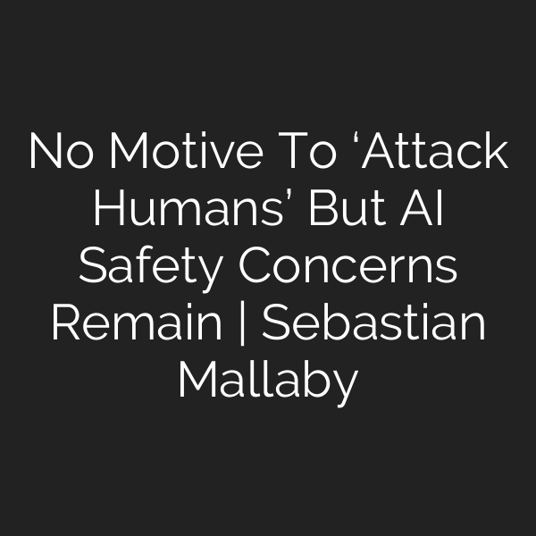 No Motive To ‘Attack Humans’ But AI Safety Concerns Remain | Sebastian Mallaby