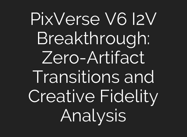 PixVerse V6 I2V Breakthrough: Zero-Artifact Transitions and Creative Fidelity Analysis