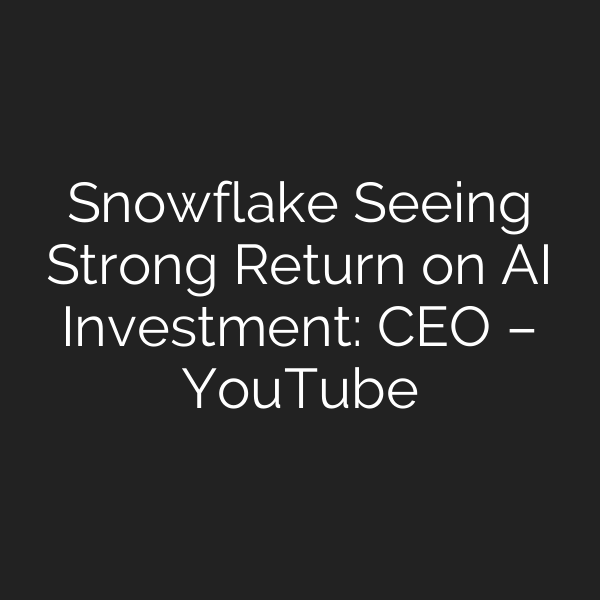 Snowflake Seeing Strong Return on AI Investment: CEO – YouTube