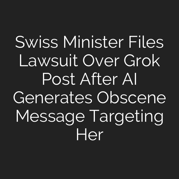 Swiss Minister Files Lawsuit Over Grok Post After AI Generates Obscene Message Targeting Her